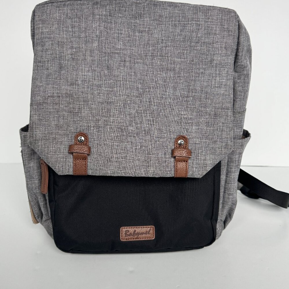 Babymel London George Unisex Grey and Black Diaper Backpack Bag